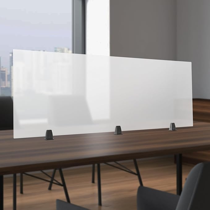 Desk Privacy Panel, Desk Divider, Desks Partition, Frosted Acrylic Desktop Privacy Panel with Stable C-Clamp for Home Office School Retail Clinic (1Pcs, 60 * 22 * 2in)