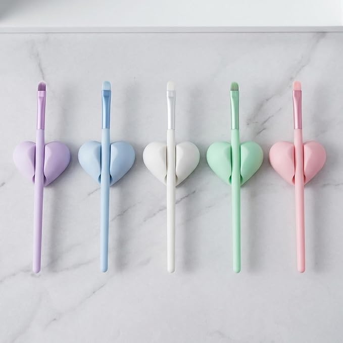 5 Pcs Cable Clips Cord Holder, Heart Shaped Wire Holders for Cords, Colorful Adhesive Cable Management Charger Holder Clips for Office Nightstand desk- White, Green, Pink, Blue, Purple