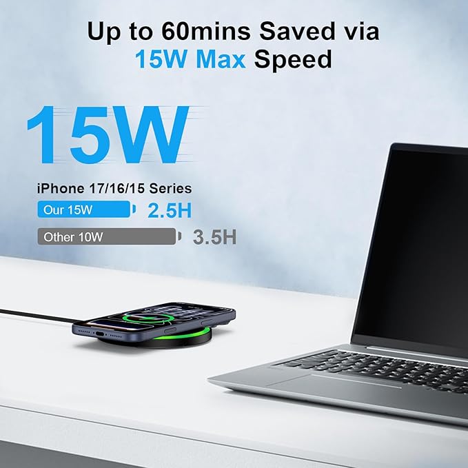 for Samsung Wireless Charger Fast Charging Pad for Samsung Galaxy S26 Ultra S25 FE S25 S24 Plus S23 Z Flip7,Android Phone Wireless Charging Station Cargador Inalámbrico Para for iPhone 17 with Adapter