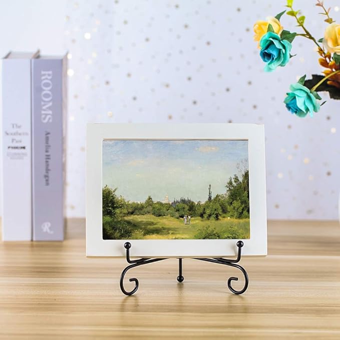 (2 pack)Iron Display Stand, Black Iron Easel Plate Display Photo Holder Stand, Displays Picture Frames, Cookbooks, Decorative Plates, Tablets and Art 7 Inch