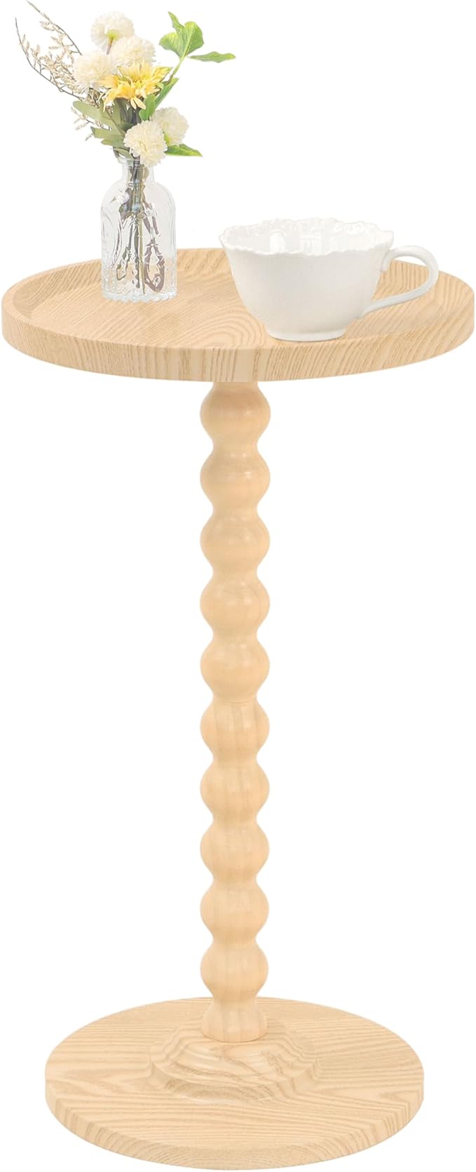 AWASEN Small Round Side Table, Round Drink Table for Small Spaces, Wood Accent End Table Living Room, Nightstand for Bedroom, Corners, Office, Natural