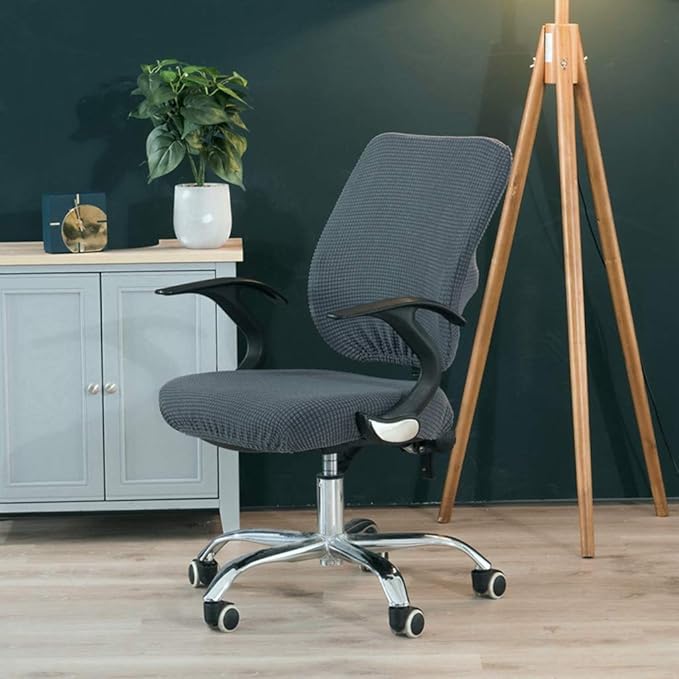 Yikko Dining Room Chair Cover, Elastic Stretch Chair Slipcovers Super Fit Anti-dust Desk Seat Cover Spandex Removable Washable Kitchen Chair Protective Cover Applicable Seat Size 15-20 Inches (Grey)