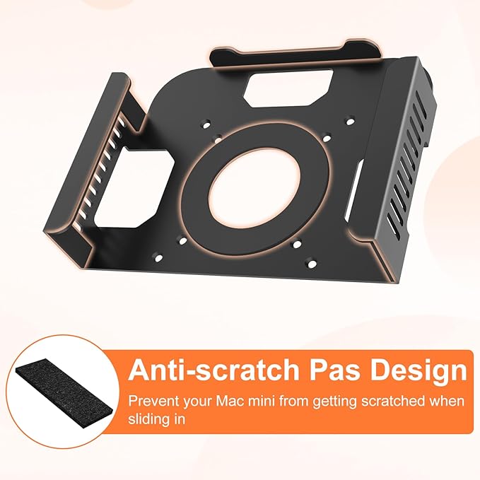 Metal Mount for Mac mini M1 M2，Monitor VESA Mount or Under Desk Mount and Wall Mount for Mac mini 2011-2023 M1 M2,with Larger Anti-Slip Pads, with Pen Holder.