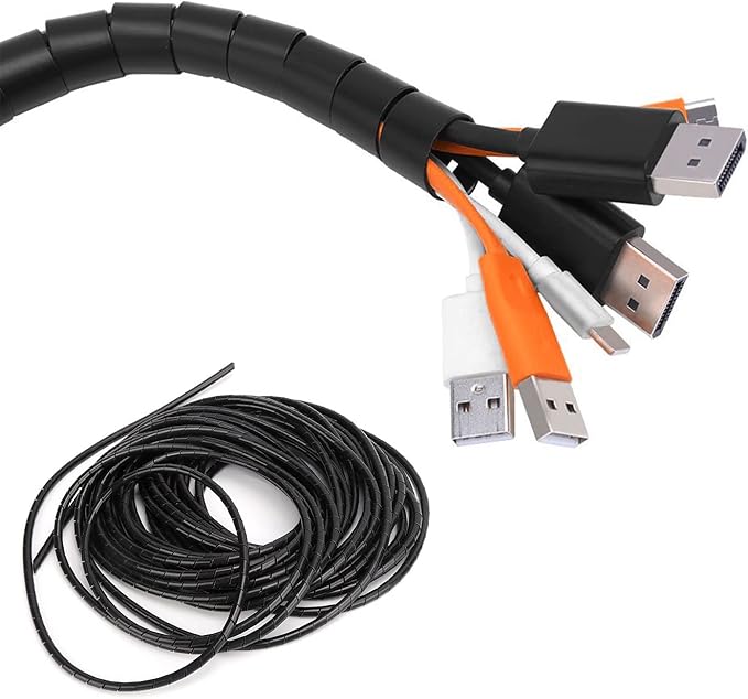 Spiral Cable Wrap - 7.2 Ft 3/4" Spiral Wire Wrap Cord Covers Bundle Sleeve Hose for Computer Electrical Wire Organizer (3/4 Inch-7.2Ft, Black)