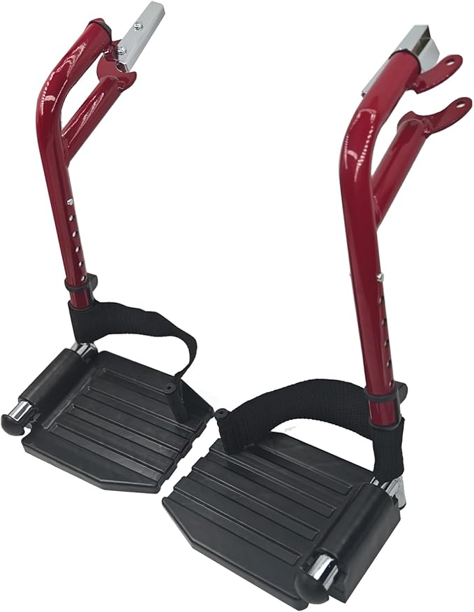 Wheelchair Footrest, Wheelchair Replacement Part with Heel Ring for Standard Wheelchairs(Red)