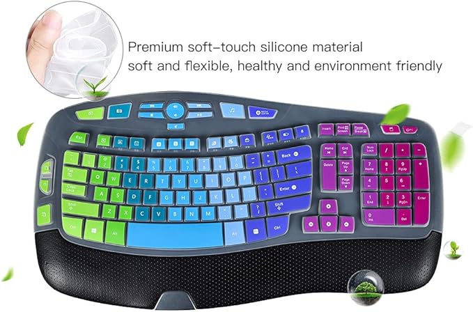 Keyboard Cover for Logitech K350 MK550 MK570, Ultra Thin Keyboard Cover Skin for Logitech K350 MK550 MK570 Keyboards Covers Protector Accessories, Rainbow