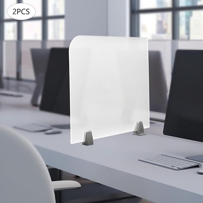 2-Piece Desk Dividers, 23" x 18" Desk Privacy Panels, Frosted Acrylic Office Partitions, Table Divider with Clamps, Privacy Dividers for Schools Office Call Centers Workstation