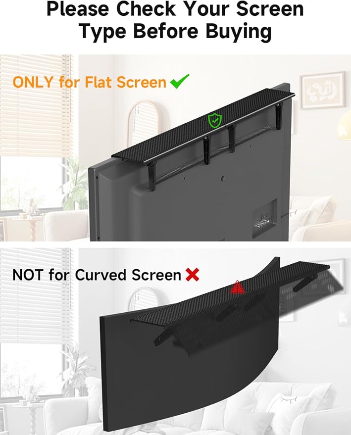 Bracwiser No Drill TV Top Shelf 16.7 inch Wide Monitor Top Mounting Bracket Platform Holds Speaker, AV Receiver, Media Box, Game Console and More, 2 Packs (CS106XM-2)
