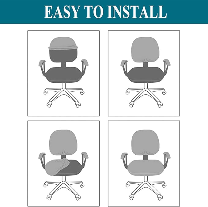 Office Computer Chair Cover Stretch Universal Jacquard Seat Slipcover 2 Piece for Desk Rotating Armless Chair, Removable Washable Anti-dust Chair