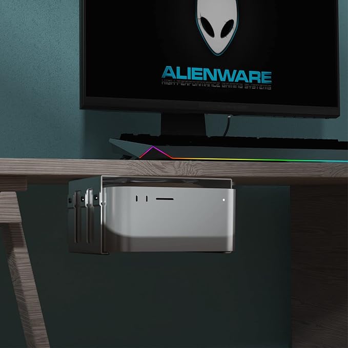 IFCASE Heat Dissipation Design Anti-Scratch Inner Aluminum Under Desk, Wall, Vesa Mount for Mac Studio M4 M3 M2 M1 Max/Ultra (Silver)