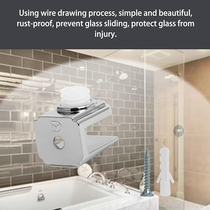 Aopin Glass Shelf Bracket Glass Clamp Holder Glass Shelf Holders Support Glass Clamp Bracket Shelf Clip Clamp, Suitable for 5-8 mm / 0.19-0.3 inch Thick CGlass Screen Clip Holder 10 PCS