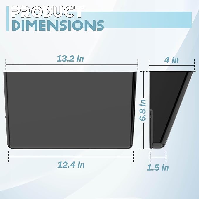 MINDEPOT 3 Pockets Acrylic Wall File Organizer, Clear Wall File Holder, Plastic Hanging Wall File Holder for Office, School and Home, Black
