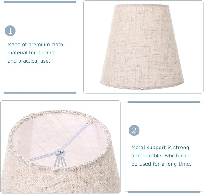 Kichvoe Beige Cloth Lamp Shades for Chandelier, Nightlight Bulbs Drum Chandelier Table Lamp Wall Floor- Easy Install, Durable Fabric, 5.51 X 5.51 X 5.11 Inch