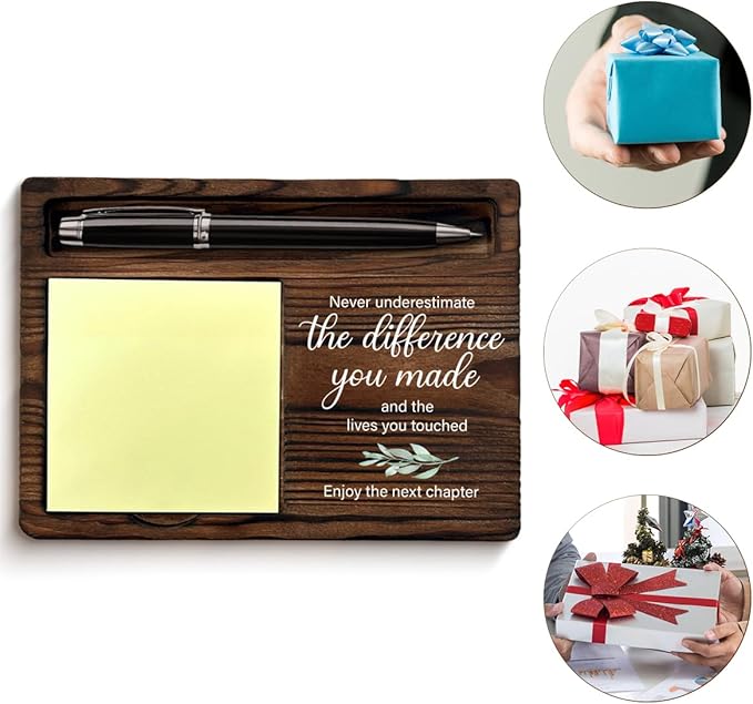 Retirement Gifts for Men Women, Retired Leaving Farewell Goodbye Gifts for Coworker Boss Leader Teacher, Never Underestimate the Difference You Made Sticky Note Holder for Desk