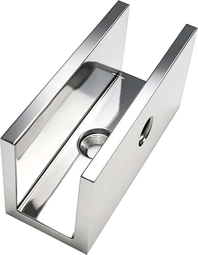 Solid Brass Glass Clamp – Fixed Mount Bracket Hardware Kit for 3/8" to 1/2" (10-12mm) Glass, Chrome Finish