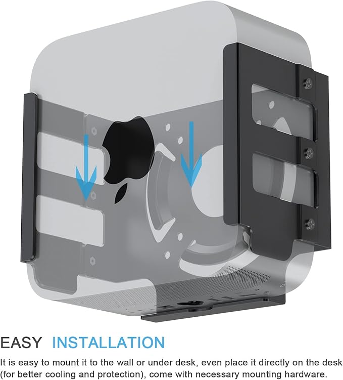 IFCASE Heat Dissipation Design Anti-Scratch Inner Aluminum Under Desk, Wall, Vesa Mount for Mac Studio M4 M3 M2 M1 Max/Ultra (Black)