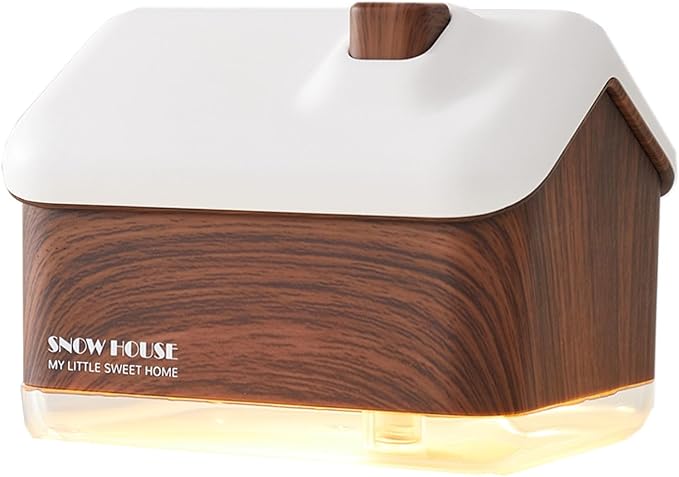 Mini Cabin Humidifier,House Shape, Cute Personal Small Humidifier with adjustable Cool Mist Mode,7 Color Light for office Desktop,Plant Home Indoor Room Baby Bedroom Super Quiet Christmas Gift