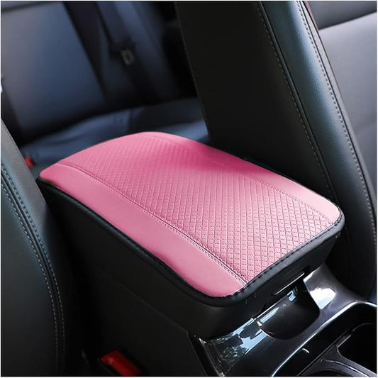 8sanlione Car Armrest Storage Box Mat, Fiber Leather Car Center Console Cover, Car Armrest Seat Box Cover Accessories Interior Protection for Most Vehicle, SUV, Truck, Car (Pink)