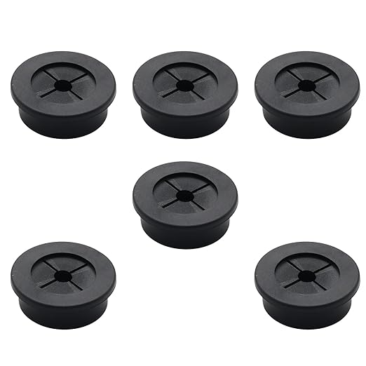 6 Pcs 30mm / 1-3/16 Inch Black Cable Cord Grommets, Rubber Desk Grommets for Table Computer Desk Wire Organizer TV Console and Other Furnitures Cover