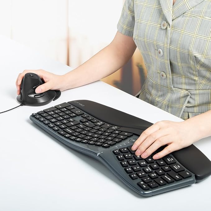 DELUX Wired Ergonomic Vertical Mouse, Vertical Mouse for Medium Hands, Removable Wrist Rest, Silent Click Ergo Mouse, Up to 4200 DPI, 6 Programmable Buttons, Compatible with Laptop/PC (M618XU-White)