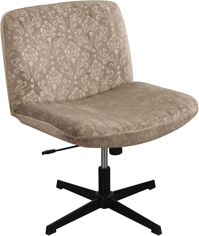 Criss Cross Chair Cover Armless Chair Slipcover Office Desk Chair Covers Velvet Embossing Mid Back Wide Seat Accent Chair Covers for Computer Chairs and Vanity Chairs(Velvet-Camel)