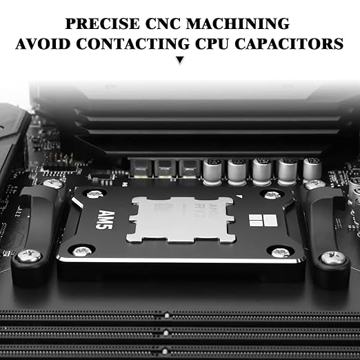 Thermalright ASF-BLACK AM5 CPU Secure Frame,CPU Anti-Bend Fixing Frame, CPU Correction Retainer, AM5 Aluminum Alloy Fixing Bracket, CPU Optical Fit Adhesive Adhesive Mounter, CPU Cooler Standard,Black