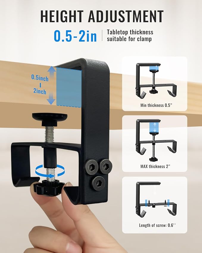 No Drill Cable Management Under Desk, 36" Cord Organizer for Table, Clamp/Screw Mount Cable Tray, Premium Black Fabric Desk Cord Management Tray for Office, Home (Large (36 Inch))