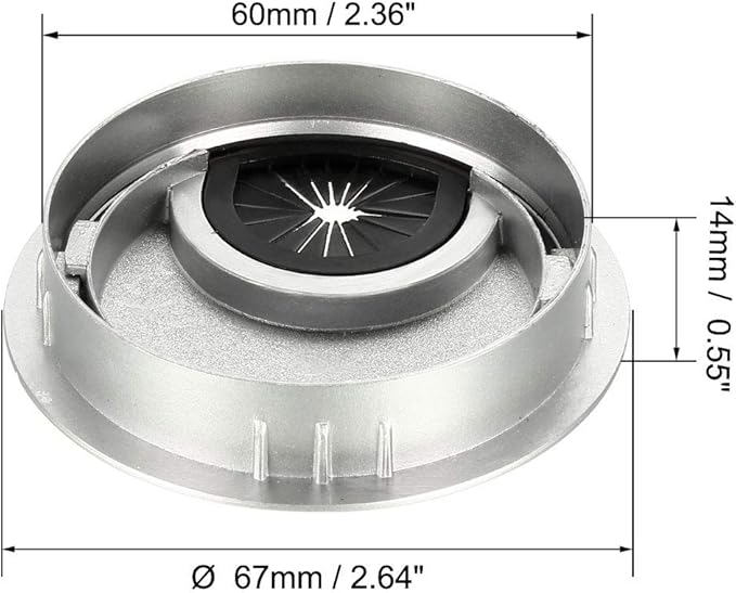 uxcell Cable Hole Cover, 2.4Inch/60mm Zinc Alloy Desk Wire Cord Cable Grommets Hole Cover for Office PC Desk Cable Cord Organizer, Wire Drawing Silver