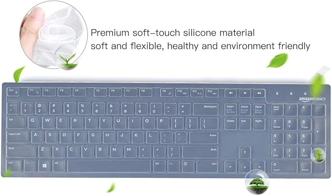 Keyboard Cover Skin for Dell KB216 Wired & Dell KM636 Wireless Keyboard/Dell Optiplex 5250 3050 3240 5460 7450 7050/Dell Inspiron AIO 3475/3670/3477 All-in one Desktop Keyboard Cover Protector, Clear