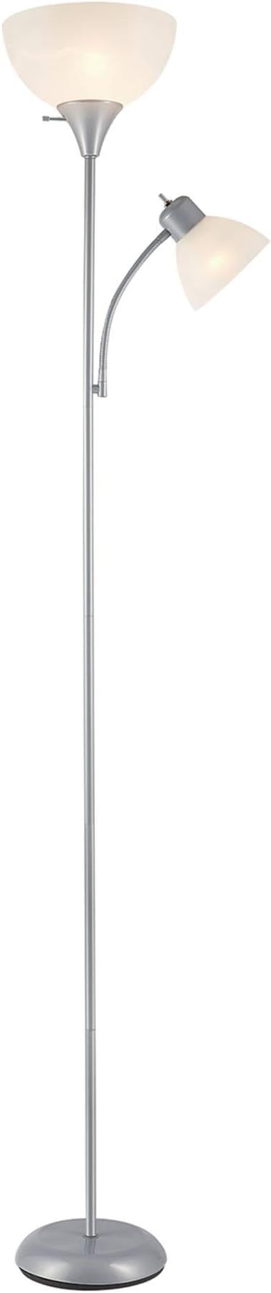 Globe Electric 67135 72" Floor Lamp with Adjustable Reading Light, Bright, Easy-to-Assemble Torchiere for Bedroom, Living Room & Office - Space-Saving Slim Design