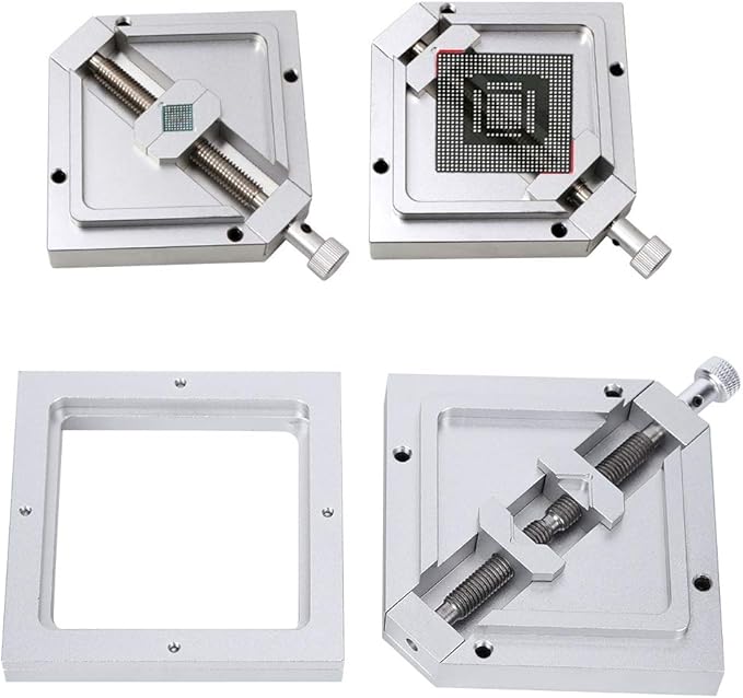 Adjustable BGA Reballing Station Kit HT-90 Aluminum Alloy Stencil Holder for Laptop CPU Phone Repair Diagonal Solder Ball Jig with Drainage Channel 9-43mm