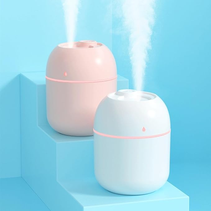 Mini USB Humidifier - Large Capacity, Ultra-Quiet 20dB, 2 Modes (Continuous/Intermittent) with Anti-Dry Burn & Night Light, Nano Mist for Room/Car/Office Desk (<10㎡) (Sky Blue, 220ml)