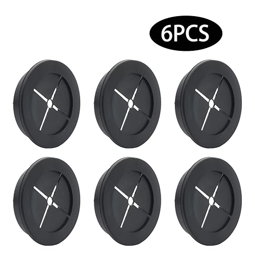 6 Pcs 60mm / 2-3/8 Inch Black Cable Cord Grommets, Rubber Desk Grommets for Table Computer Desk Wire Organizer TV Console and Other Furnitures Cover