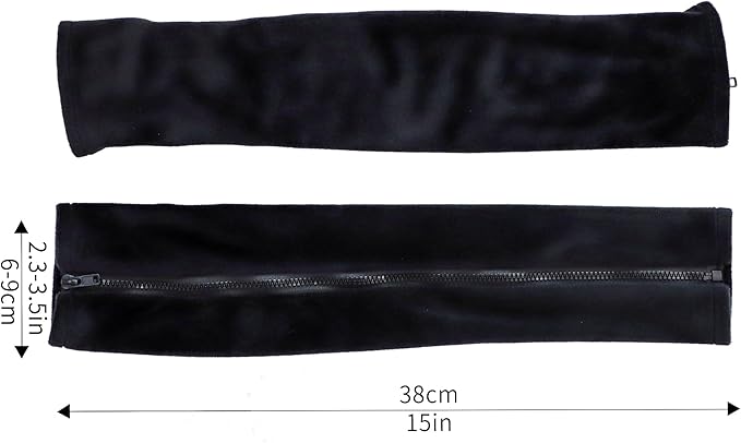 FORCHEER Armrest Covers for Office Chair with Zipper 15 Inch Long Velvet Black Stretchable Arm Rest Covers for Computer Desk Chairs Washable