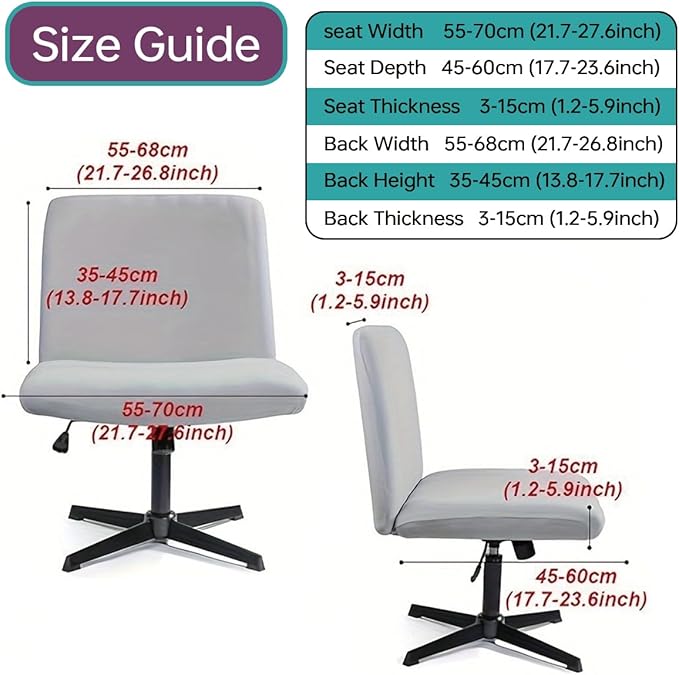 Armless Chair Slipcover Stretch Criss Cross Chair Cover, Mid Back Wide Seat Accent Chair Covers,Modern Vanity Chair Cover for Office Desk (P)