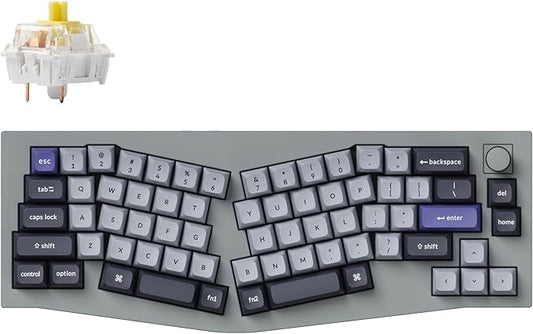 Keychron Q8 Pro Full-Metal Wireless Custom Mechanical Keyboard, 65% Alice Layout Bluetooth/Wired, QMK/VIA, Hot Swappable, 1000 Hz Polling Rate, RGB Backlit for Mac Windows Linux-Grey