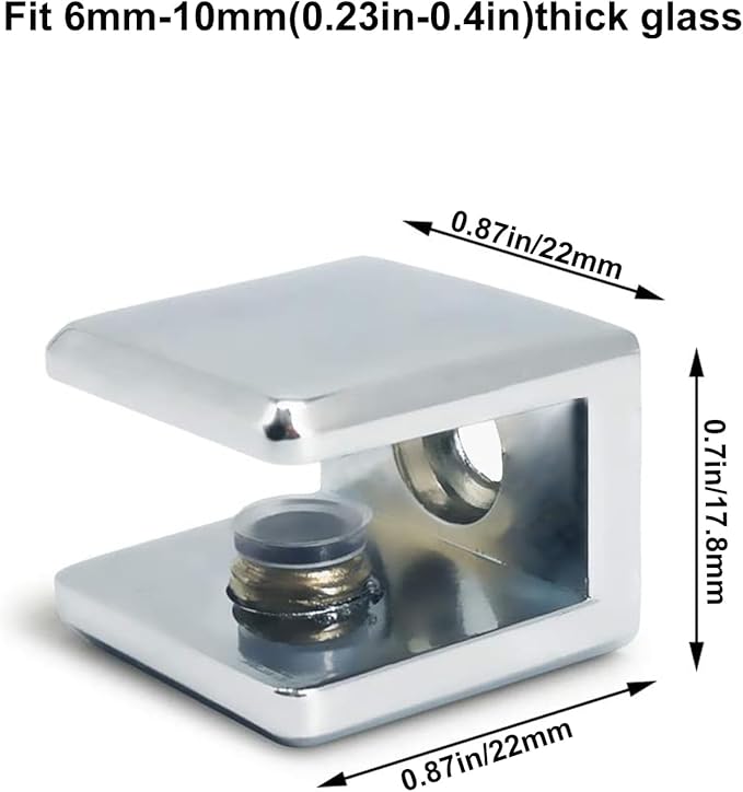 Glass Shelf Bracket Glass Clamp Holder Adjustable Clamp Shelf Clip for 6-10mm Thickness - 16pcs