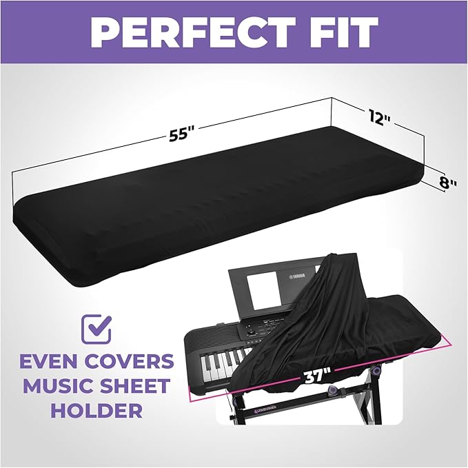 Liquid Stands Piano Keyboard Covers - Keyboard Dust Cover for 88 Keys - Electric Digital Piano Protector Cloth with High Elasticity Spandex & Cord Lock - Full Case Instrument Keys Protector (20)