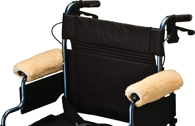 Nova Sheepskin Fleece Armrest Covers for Wheelchairs, Transport Chairs & Arm Chairs, Universal Fit, Washable, One Pair