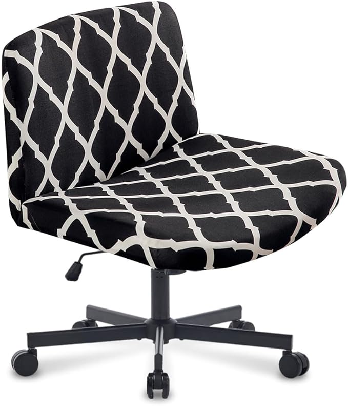 Levoberg Armless Criss Cross Office Desk Chair Cover Slipcovers Printed Vanity Desk Chair Covers Armless Cross Legged Wide Chair Covers Accent Mid Back Wide Swivel Task Chair Protector #9