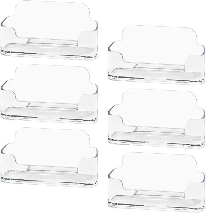 HSYMQ Acrylic Business Card Holder 6 Pack for Desk, Clear Plastic Business Cards Display Holders Stand, Fits 30-50 Business Cards