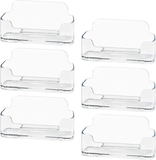HSYMQ Acrylic Business Card Holder 6 Pack for Desk, Clear Plastic Business Cards Display Holders Stand, Fits 30-50 Business Cards