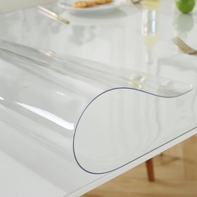 LovePads Clear Desk Mat 30 x 50 Inch, 1.5mm Thick Clear Table Protector, Waterproof Plastic Table Cover Protector, PVC Desk Protector Mat, Vinyl Desk Cover for Desktop, Coffee & Dining Table