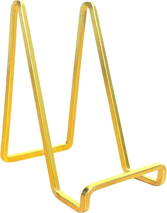 3 Pack 3 inch Metal Plate Stands for Display, Plate Holder Pictures Frame Easel Display Stand, Tabletop Picture Stand, Iron Easels for Display Photo Frames, Plates, Vinyl Record，Book, Sign（Gold）