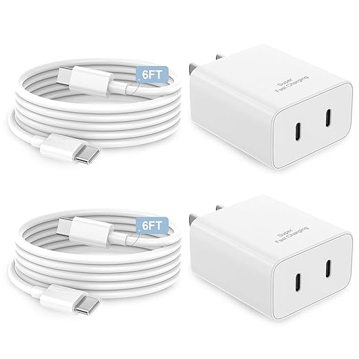 iPhone 17 16 15 Charger Fast Charging, 45W Dual USB C Phone Charger Block with 6FT Long Type C Cable Cord for Apple iPhone 17/Pro/Pro Max/17 Air/16 Pro/16 Pro Max/15 Plus/15 Pro/iPad/S26 Ultra/S25