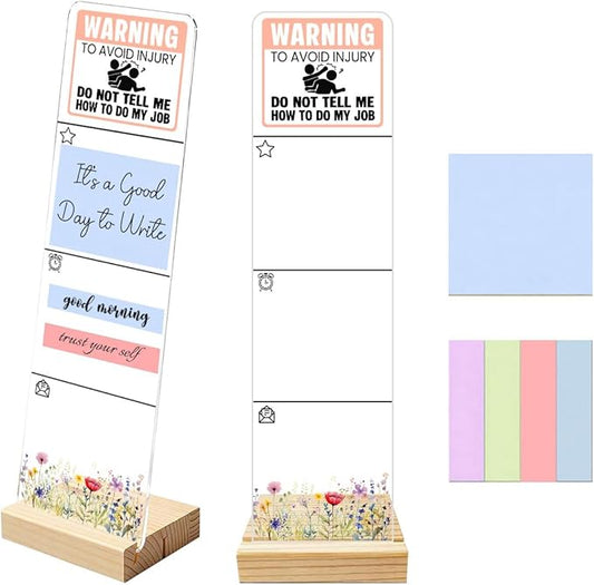 Sticky Notes Monitor Memo Board with Removable Wooden Base Warning Do Not Tell Me How to Do My Job Funny Office Quote Message Board Portable Sticky Note Holder Humorous Desk Decor and Gift