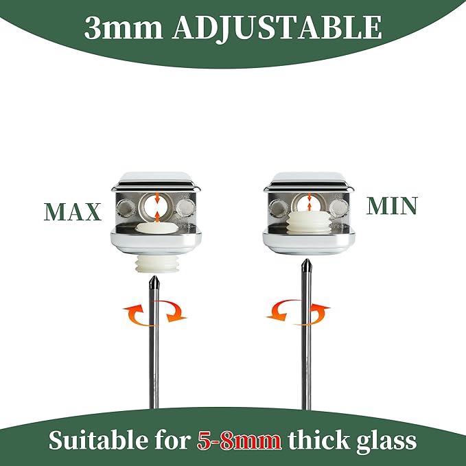 Alise Glass Shelf Brackets,Adjustable Clamp Brackets for Shelves,Wall Mount Clamps for 5-8mm Glass Shelves,Bathroom Clip Holder Support Hardware,Pack of 8