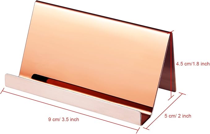Maxdot 2 Pack Stainless Steel Business Cards Holders Desktop Credit Name Card Display Organizer for Business Mental Name Case Rack for Office Home Daily Use(Rose Gold)