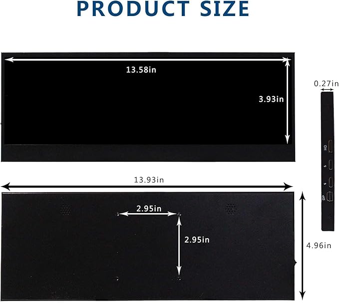 VSDISPLAY 14'' 14 Inch 3840x1100 IPS LCD Touchscreen 4K Display with USB-C Video Input and Dual Speakers,for DIY Stretched Bar LCD/Laptop Second Monitor