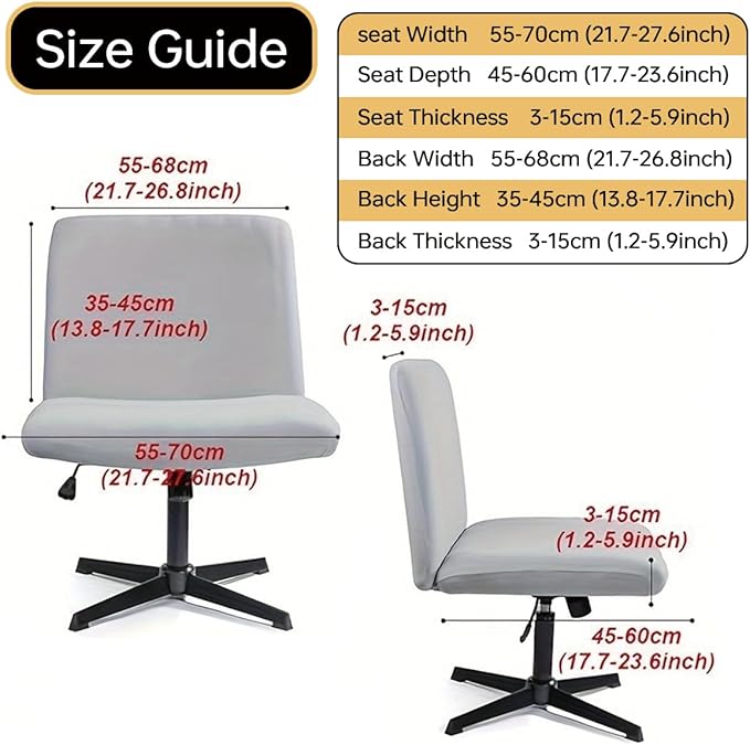 Armless Chair Slipcover Stretch Criss Cross Chair Cover, Mid Back Wide Seat Accent Chair Covers,Modern Vanity Chair Cover for Office Desk (A)